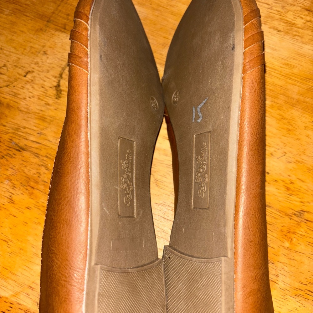 Self Esteem Brown Flats with Leather Finish